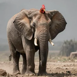 a high quality photo of elephant with chicken head