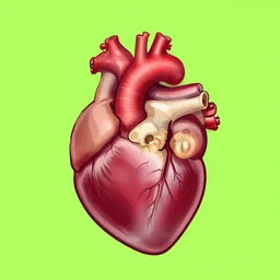 skeleton with a heart in front of lime green background