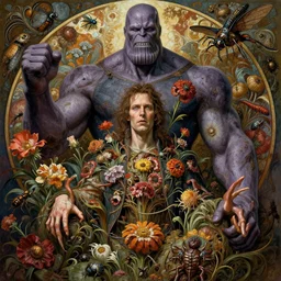 the platonic ideal of flowers, rotting, insects and praying of cletus kasady ultimate carnage thanos dementor doctor manhattan chtulu nazgul bioshock, davinci, namaskara mudra, detailed, intricate, hyperrealism, intense, scary, decay, dmt, art by brock hofer and artgerm and greg rutkowski and alphonse mucha