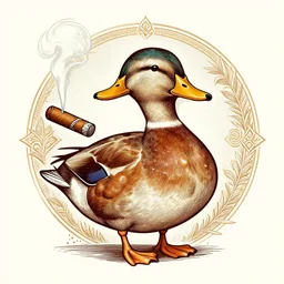a vector illustration of a duck smoking a cigar, highly detailed, elegant, intricate