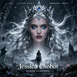 beautiful cinematic fantasy poster, Jessica Chobot as a vampire wearing a jeweled silver crown with brilliant silver flowing hair, beautiful blue glowing eyes, wideshot ultrawide angle epic scale, hybrid from The Elden Ring and art direction by Darius Zawadzki ;by artgerm; wayne reynolds art station; cinematic quality character render; low angle; ultra high quality model; production quality cinema model;