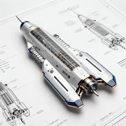 spaceship schematic blueprint, realistic, 8k,