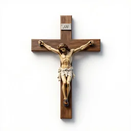 pinned to the cross, white background, digital art