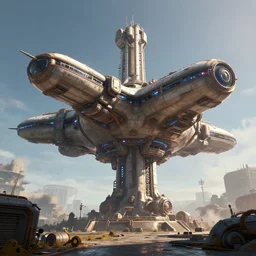 Giant cyberpunk dieselpunk space station viewed from the outside in the style of Star Citizen, Highly Detailed