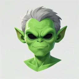 green goblin with grey hair. character portrait. trending on artstation