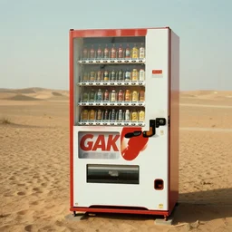 vending machine selling GAK in the desert, GAK brand vending machine, Directed by Wim Wenders, cinematography by Robby Müller