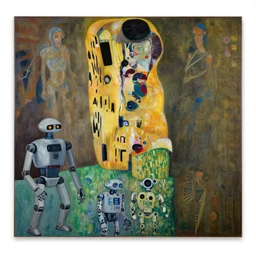 a painting of guernica with robots from star wars by graham sutherland, egon schiele, gustav klimt, joan miro, basquiat, expressionism