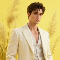 male cocky clout, yellow background, fine, elegant, ethereal, naturel, vibrant setting, realistic shading, art style by ilya kuvshinov, katsuhiro, artgerm, jeremy lipkin, michael garmash, nixeu, unreal engine 5, smooth render, radiant light, ultra detailed, intricate environment