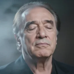 photorealistic portrait of danny devito, very blurry, out of focus, translucent stone white skin, closed eyes, foggy, closeup, ( ( ( ( thin neck ) ) ) )