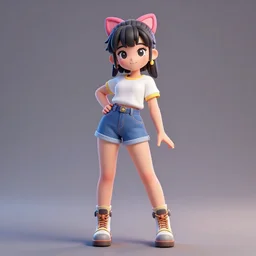 Japanese Showa 80's idol 3D render, trending on art station