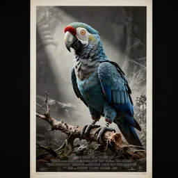 mechanical parrot psychological horror vintage movie poster