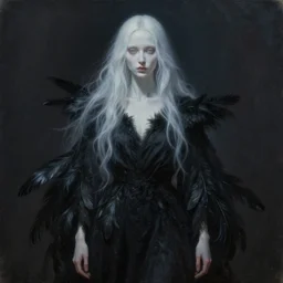 highly detailed oil painting | very intricate | cinematic lighting | award - winning | the ghostly spirit of saturn, pale, dressed in a black robe and feathers | by roberto ferri, by tom bagshaw, by j. c. leyendecker and klimt, beautiful cinematic light, american romanticism, by austin osman spare, artstation, cgsociety, official art, octane