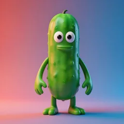 anthropomorphic pickle monster, action figure, sofubi, studio lighting, colored gels, colored background, xf iq 4, 1 5 0 mp, 5 0 mm, f 1. 4, iso 2 0 0, 1 / 1 6
