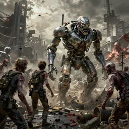 trending on artstation, by jordan grimmer, huge scene, art greg rutkowski, zombies cyborg