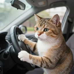 cat learning to drive