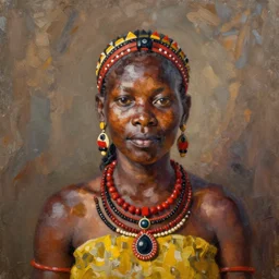 portrait of a shona people woman ( 3 5 ) from zimbabwe in 2 0 2 1, an oil painting by ross tran and thomas kincade