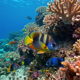 realistic underwater scene, art by devon carpenter, concept art, digital painting, cinematic, oceans, realistic, camera angle, close up, vibrant color palette, vivid, full hd, fine detail, beautiful composition, coral reef, reef fish, reef animals