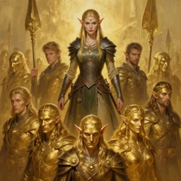 a warrior elf, beautiful, dnd character art portrait, looming over a horde of gold, matte fantasy painting, deviantart artstation, by jason felix by steve argyle by tyler jacobson by peter mohrbacher by paul hedley, cinema