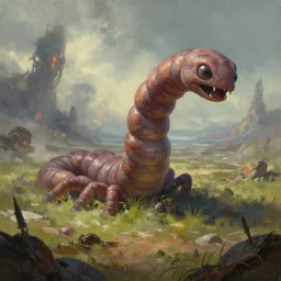 worm monster on an alien land, concept art by Peter Mohrbacher, apocalypse landscape, trending on Artstation, action painting, concept art, digital painting
