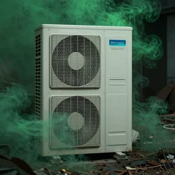 evil ac unit after the apocalypse, green smoke
