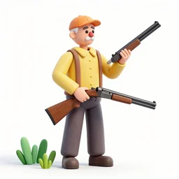 a 3 d modelled an old man standing with a shotgun, made of colored things, vivid dynamic composition, by john hoyland, surreal, overblown vibrant colors, masterpiece, physical based rendering, featured on pixiv, octane renderer, trending on pinterest