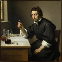 sorolla's painting of the  chemist at a bench