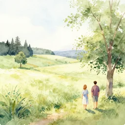 watercolor illustration of a serene landscape by anna dittmann, by marco mazzoni, by stephanie law, n 9
