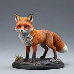 80mm resin detailed miniature of fluffy fox, Product Introduction Photos, 4K, Full body