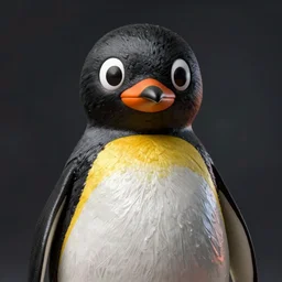 portrait photo of Pingu the penguin made from everyday 3d objects, Perfect beak, extremely high details, realistic, by Giuseppe Arcimboldo, Edward Hopper, Rene Margitte