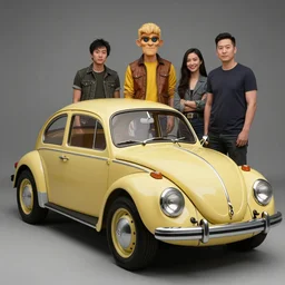 Type 1 Beetle car designed by Aplle that looks like it is from Borderlands and by Feng Zhu and Loish and Laurie Greasley, Victo Ngai, Andreas Rocha, John Harris