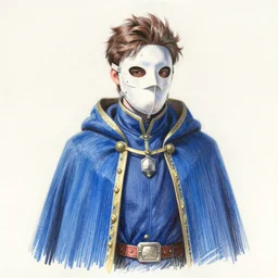 a color pencil sketch of a mysterious wearing a blue royal robe and a plague doctor mask, white mask, by greg rutkowski and makato shinkai, by melmoth zdzislaw belsinki craig mullins yoji shinkawa, black light, semi - realistic render, pencil, paint smears, realistic manga, dramatic lighting, d & d design