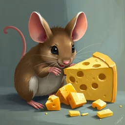 digital art of a mouse stealing a painting of cheese