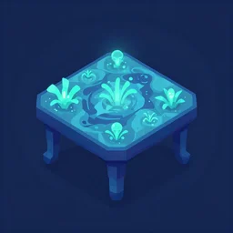mobile game asset isometric center table with an alien organic pattern low poly vector design bioluminescent alien - like plants of pandora aesthetic