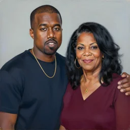 A painting of Kanye West and his mother Donda West by George Condo