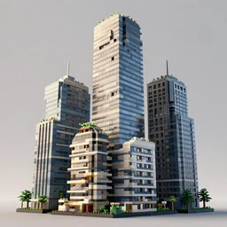 buildings stacked like tetris blocks, very detailed, low angle photography, soft lighting, artstation,