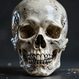 cyberpunk skull, intricate abstract. sharp teeth. delicate artwork. by Tooth Wu, wlop, beeple, dan mumford. octane render, trending on artstation, greg rutkowski very coherent symmetrical artwork. cinematic, hyper realism, high detail, octane render, 8k, depth of field, bokeh. chrome accents.