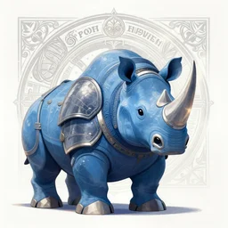 An blue rhino wearing paladin armor, warrior of light, intricate artwork by Tooth Wu and greg rutkowski and artgerm and justin gerard, cinematic, hyper realism, high detail, octane render, unreal engine, 8k, Vibrant colors, Smooth gradients, High contrast, depth of field, aperture f2.8