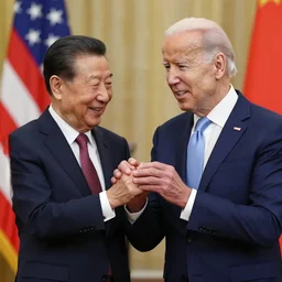 chinese leader playing with a joe biden doll
