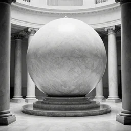 movie still of a big marble spherical hall with columns, cinestill 8 0 0 t black and white, by andrei tarkovsky, heavy grain, high quality, high detail, ultra wide lens, cinematic composition, dramatic light, flares, anamorphic