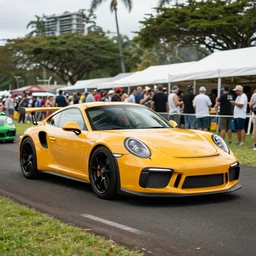 porsche gt3 in hawaii festival, realistic