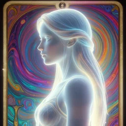 side portrait, imogen poots paladin, gloomhaven, soft, smooth, luminescent, art nouveau tarot, backlit glow, colorful swirly ripples, gaudy colors, aesthetic octane render, unreal engine, 8 k, by mucha, greg rutkowski, jesper ejsing, rhads, lois van baarle, ilya kuvshinov, cushart krenz