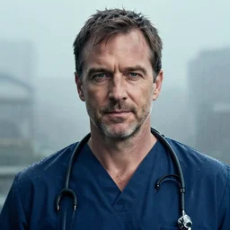 doctor house as an indian in real life, face centered portrait of hugh laurie, confident, fog, rain, volumetric lighting, sharp focus, ultra detailed, cgsociety by leesha hannigan, ross tran, thierry doizon, kai carpenter, ignacio fernandez rios, noir art house,