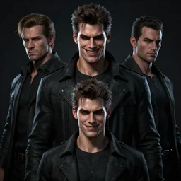 3 d model of a handsome young man with a sinister grin by brian bolland, rachel birkett, alex ross, and neal adams | dark, intimidating, imposing, portrait, character concept, concept art, unreal engine, finalrender, centered, deviantart, artgerm