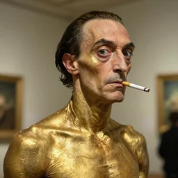portrait of unseen lovecraftian golden ratio horror ig model with a hyper realistic cigarette, tight fit. defined neck and face, art by salvador dali joaquim phoenix and best artist in the year 3 0 0 0, post - processing, 8 k, museum worth