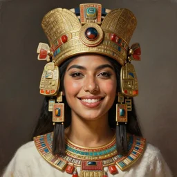 an portrait of an happy female aztec empress, detailed, centered, digital painting, artstation, concept art, donato giancola, Joseph Christian Leyendecker, WLOP, Boris Vallejo, Breathtaking, 8k resolution, extremely detailed, beautiful, establishing shot, artistic, hyperrealistic, beautiful face, octane render