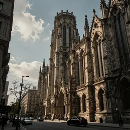 exploring the streets of a megalopolis in the style of gothic brutalist architecture