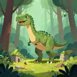 an illustration of a post - dinosaur building in the woods, trending on artstation, central composition, very cartoon, shape focus, high detailed, by anton fadeev
