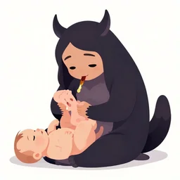 a sweet nice looking moloch eating babies. clean cel shaded vector art. shutterstock. behance hd by lois van baarle, artgerm, helen huang, by makoto shinkai and ilya kuvshinov, rossdraws, illustration, art by ilya kuvshinov