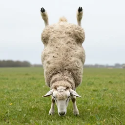 a sheep upside - down