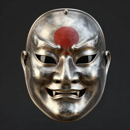 mask design, a metal mask representing enma, hyper realistic, render by maya